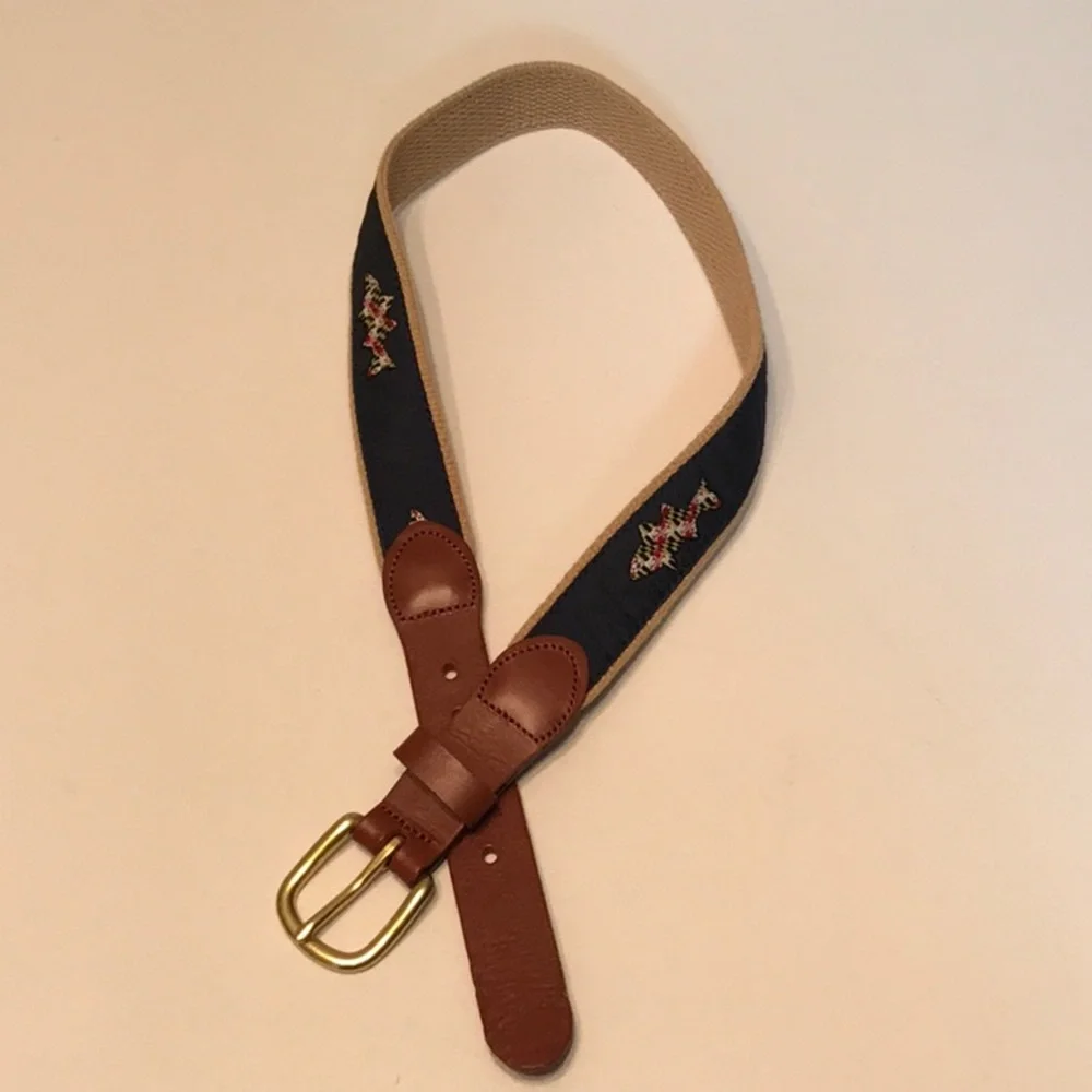Like new kids Leather Man Ltd. belt - navy w fish - size:26